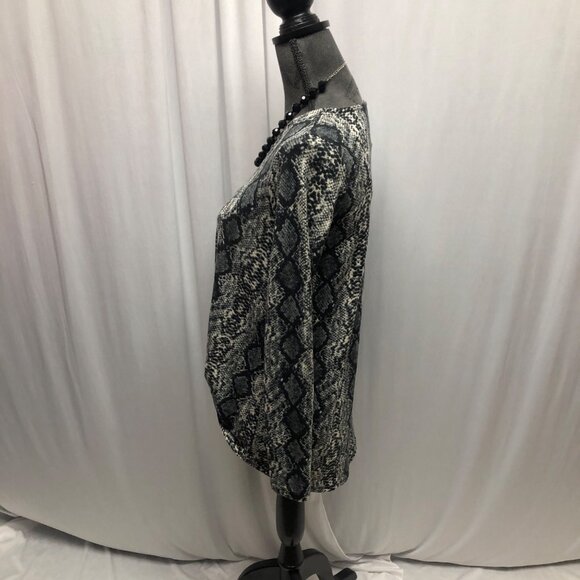 Lildy Knot Front Knot Tunic Womens Size Small Medium Snake Print Long Sleeve NEW - Picture 4 of 9